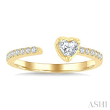 3/8 Ctw Heart-Shaped and Round Cut Diamond Open Fashion Ring in 14K Yellow Gold