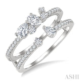 3/4 Ctw Twin Band Mixed Diamond Cut Fashion Ring in 14K White Gold