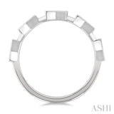 1/10 Ctw Elongated Hexagon Mount Link Round Cut Diamond Stackable Fashion Band in 10K White Gold