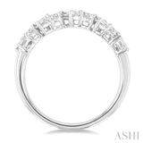 3/4 Ctw Emerald and Round Cut Diamond Fashion Band in 14K White Gold