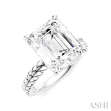 1/8 Ctw Emerald Shape Round Cut Diamond Semi-Mount Engagement Ring in 14K White Gold