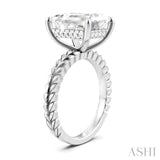 1/8 Ctw Emerald Shape Round Cut Diamond Semi-Mount Engagement Ring in 14K White Gold