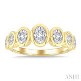 1 Ctw 7-Stone Bezel Set Oval Cut Diamond Fashion Band in 14K Yellow Gold