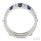 2.5 MM X 1.5 MM Baguette Cut Sapphire and 1/3 Ctw Round Cut Diamond Precious Insert Ring in 14K White Gold