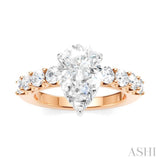 7/8 Ctw Pear Shape Round Cut Diamond Semi-Mount Engagement Ring in 14K Rose and White Gold