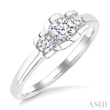 1/2 Ctw 3-Stone Round Cut Diamond Fashion Ring in 14K White Gold