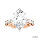 1 1/3 Ctw Marquise Shape Round Cut Diamond Semi-Mount Engagement Ring in 14K Rose and White Gold