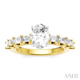 7/8 Ctw Oval Shape Emerald and Round Cut Diamond Semi-Mount Engagement Ring in 14K Yellow and White Gold