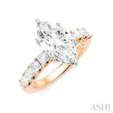 7/8 Ctw Marquise Shape Princess and Round Cut Diamond Semi-Mount Engagement Ring in 14K Rose and White Gold