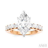 7/8 Ctw Marquise Shape Princess and Round Cut Diamond Semi-Mount Engagement Ring in 14K Rose and White Gold