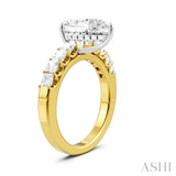7/8 Ctw Pear Shape Princess and Round Cut Diamond Semi-Mount Engagement Ring in 14K Yellow and White Gold