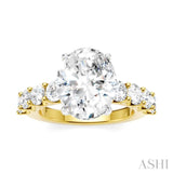1 1/3 Ctw Oval Shape Round Cut Diamond Semi-Mount Engagement Ring in 14K Yellow and White Gold
