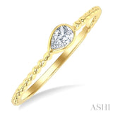 1/6 Ctw Ball Bead East-West Bezel Set Pear Cut Diamond Stackable Petite Fashion Ring in 14K Yellow Gold