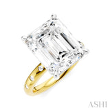 1/5 Ctw Akari Emerald Shape Round Cut Diamond Semi-Mount Engagement Ring in 14K Yellow and White Gold