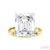 1/5 Ctw Akari Emerald Shape Round Cut Diamond Semi-Mount Engagement Ring in 14K Yellow and White Gold