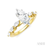 3/4 Ctw Marquise Shape Marquise and Round Cut Diamond Semi-Mount Engagement Ring in 14K Yellow and White Gold