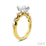 3/4 Ctw Marquise Shape Marquise and Round Cut Diamond Semi-Mount Engagement Ring in 14K Yellow and White Gold