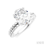 1/10 Ctw Oval Shape Round Cut Diamond Semi-Mount Engagement Ring in 14K White Gold