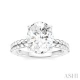 1/10 Ctw Oval Shape Round Cut Diamond Semi-Mount Engagement Ring in 14K White Gold