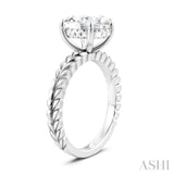 1/10 Ctw Oval Shape Round Cut Diamond Semi-Mount Engagement Ring in 14K White Gold