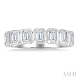 1 Ctw 7-Stone Bezel Set Emerald Cut Diamond Fashion Band in 14K White Gold