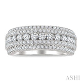 1 1/4 Ctw 5-Row Round Cut Diamond Fashion Band in 14K White Gold