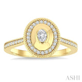 1/3 Ctw Art Deco Oval and Round Cut Diamond Fashion Ring in 14K Yellow Gold