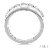 5/8 Ctw Pear Cut Diamond Bold Gold Fashion Wide Band in 14K White Gold