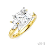 1/2 Ctw Akari Princess Shape Marquise and Round Cut Diamond Semi-Mount Engagement Ring in 14K Yellow and White Gold