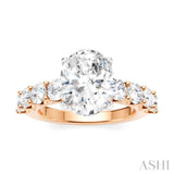 1 1/3 Ctw Oval Shape Round Cut Diamond Semi-Mount Engagement Ring in 14K Rose and White Gold