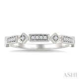 1/10 Ctw Bar & Kite Shaped Mount Link Round Cut Diamond Stackable Fashion Band in 10K White Gold