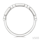 1/10 Ctw Bar & Kite Shaped Mount Link Round Cut Diamond Stackable Fashion Band in 10K White Gold