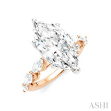 1 Ctw Marquise Shape Marquise and Round Cut Diamond Semi-Mount Engagement Ring in 14K Rose and White Gold
