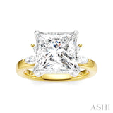5/8 Ctw Akari Princess Shape Marquise and Round Cut Diamond Semi-Mount Engagement Ring in 14K Yellow and White Gold