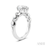 5/8 Ctw Pear Shape Marquise and Round Cut Diamond Semi-Mount Engagement Ring in 14K White Gold