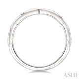 1/10 Ctw Marquise Carved Link Top Round Cut Diamond Stackable Wedding Band in 14K White Gold