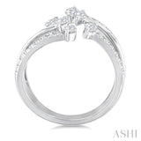 7/8 Ctw Three-Way Split Marquise and Round Cut Diamond Fashion Open Ring in 14K White Gold