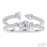 3/4 Ctw Mixed Cut Diamond Split Double Fashion Ring in 14K White Gold