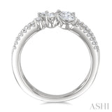 3/4 Ctw Mixed Cut Diamond Split Double Fashion Ring in 14K White Gold