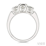 1 1/2 Ctw 3-Stone Round Cut Diamond Fashion Ring in 14K White Gold
