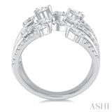 1 Ctw Five-Way Split Pear and Round Cut Diamond Fashion Open Ring in 14K White Gold
