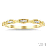 1/10 Ctw Elongated Hexagon Mount Link Round Cut Diamond Stackable Fashion Band in 10K Yellow Gold