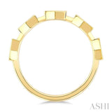 1/10 Ctw Elongated Hexagon Mount Link Round Cut Diamond Stackable Fashion Band in 10K Yellow Gold