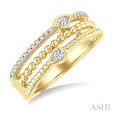 1/5 Ctw Split Three Row Pear and Round Cut Diamond Fashion Band in 10K Yellow Gold