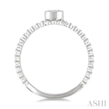 1/6 Ctw Ball Bead East-West Bezel Set Oval Cut Diamond Stackable Petite Fashion Ring in 14K White Gold