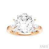1/2 Ctw Akari Oval Shape Marquise and Round Cut Diamond Semi-Mount Engagement Ring in 14K Rose and White Gold