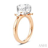 1/2 Ctw Akari Oval Shape Marquise and Round Cut Diamond Semi-Mount Engagement Ring in 14K Rose and White Gold