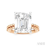 1/8 Ctw Emerald Shape Round Cut Diamond Semi-Mount Engagement Ring in 14K Rose and White Gold