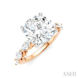 1 Ctw Round Shape Marquise and Round Cut Diamond Semi-Mount Engagement Ring in 14K Rose and White Gold