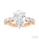 1 1/3 Ctw Pear Shape Emerald and Round Cut Diamond Semi-Mount Engagement Ring in 14K Rose and White Gold